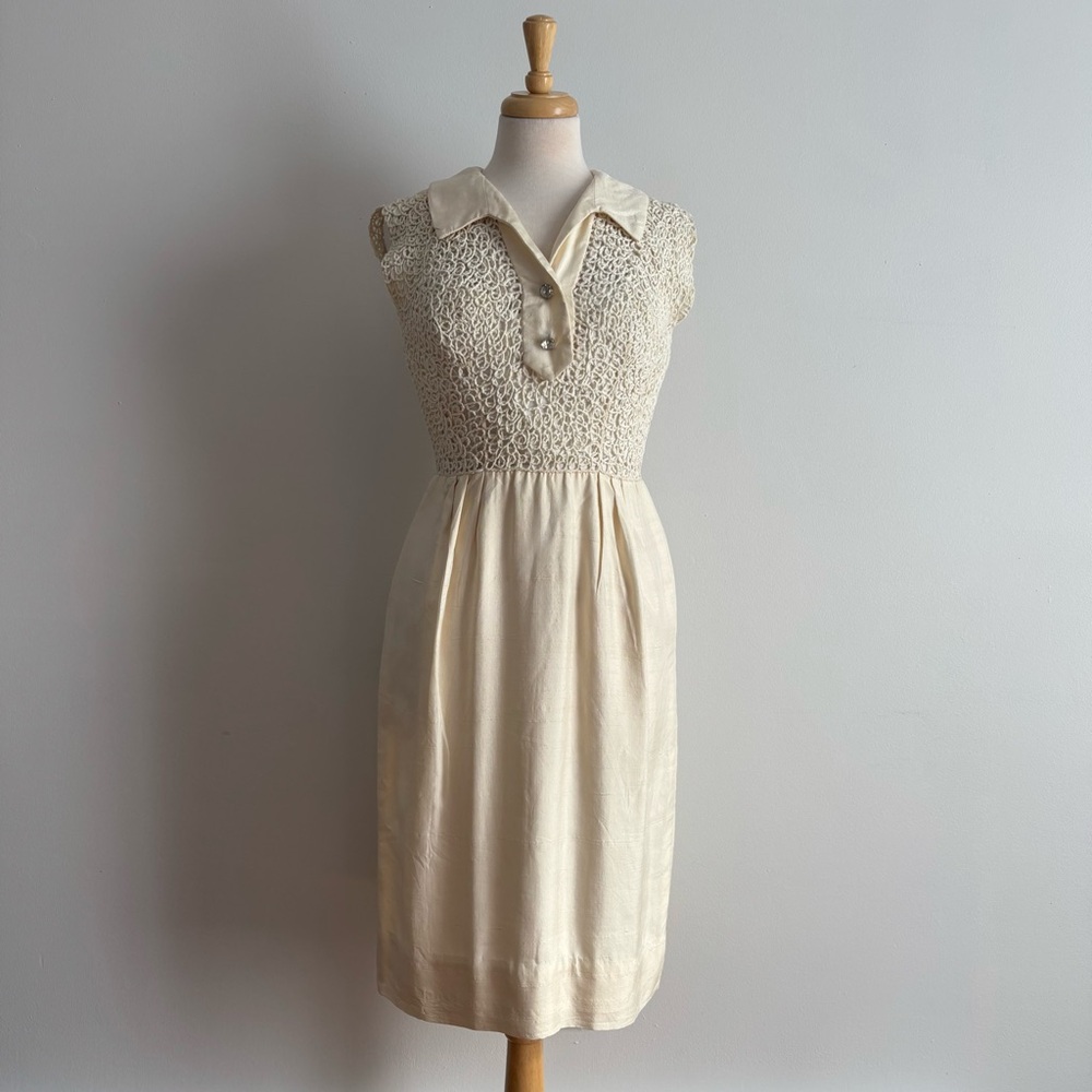 Vintage 1960s PAT SANDLER Soutache Woven Sleeveless Silk Lined Dress / XS S